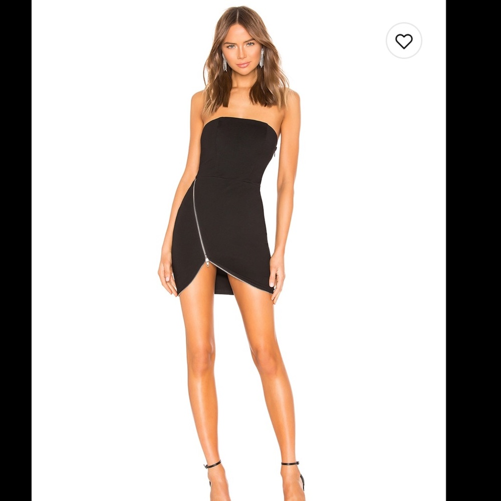 Superdown Black Mini Dress - front Zipper -  XS